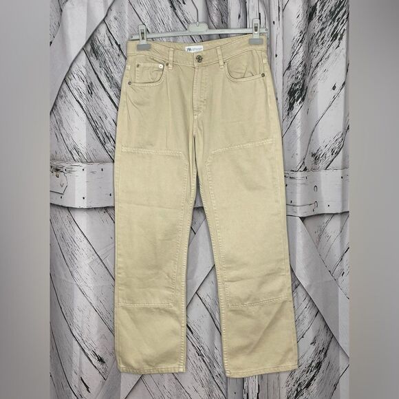 Zara Denim - Zara Straight Leg Jeans Cream Denim 8